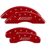 MGP Caliper Covers 14241SSS5RD Red Powder Coat Finish Front and Rear Caliper Cover, Set of 4 (Gen 5/SS Silver Characters, Engraved)