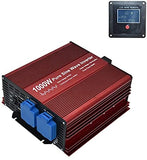 1000W Pure sine ave Power Inverter, Input DC24V Output AC110V 60Hz, with Dual Sockets, USB Output and LCD Wired Remote kit Ideal for 24V Solar System