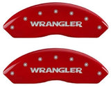 MGP Caliper Covers 42007SWRGRD 'Wrangler' Engraved Caliper Cover with Red Powder Coat Finish and Silver Characters, (Set of 4)