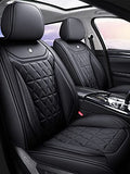 ZCJ XLX002 Leather Car Seat Covers, Faux Leatherette Automotive Vehicle Cushion Cover for Cars SUV Pick-up Truck Universal Fit Set Auto Interior Accessories， Airbag Compatible (Black)