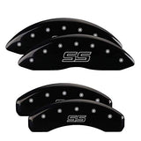 MGP Caliper Covers 14030STSSRD SS Trailblazer Logo Type Caliper Cover with Red Powder Coat Finish and Silver Characters, (Set of 4)