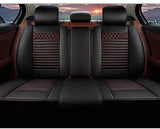 Muchkey Waterproof PU Leather Car Seat Cover Full Set Fit for Cars SUV Pick-up Truck Universal Front+Rear Cushion, Airbag Compatible, Luxury, Black-red