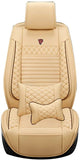 Luxury Leather Car Seat Covers Fit for Prius 2002-2020 Seat Cover Protector Waterproof Scratchproof Non-Slip Compatible with Airbag Full Set Beige