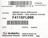 Genuine Subaru Parts - Seat Cover - Rear (W (F411SFL000), Standard