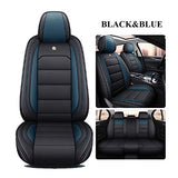 ASEAUTO 02 Leather Car Seat Covers Full Set Car Seat Covers with Waterproof Compatible with Air Bags Fit Set for Auto Interior Accessories fit for Most Sedan SUV Durable Use(Black&Red)