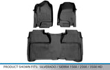 SMARTLINER Custom Fit Floor Mats 2 Row Liner Set Black Compatible with Crew Cab 2014-2018 Silverado/Sierra 1500 - 2015-2019 2500/3500 HD