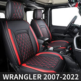 Aierxuan Jeep Wrangler JK JL 4-Door Seat Covers Full Set Custom Fit 2007-2022 Unlimited X Rubicon 392 Sahara Willys Sport High Altitude 4X4 Truck Pickup Waterproof Leather Cushions(Full Set/Black-R)
