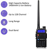 Retevis RT-5R Dual Band Two Way Radios Long Range Rechargeable,128CH,Dual Watch,Emergency Alert,Rugged Walkie Talkies with Multi-Charger (6 Pack)