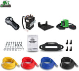 STIMULATER New 4500lbs.Load Capacity Winch 12V Synthetic Rope Winch Waterproof IP 67 Electric Winch with Wired Remote and Wireless Remotes,Hawse Fairlead, Strap and Hook for ATV/UTV/Boat (Black)