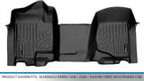 MAXLINER Floor Mats 1st Row Liner Set Black Compatible with 2007-2013 Silverado/Sierra 1500 - 2007-14 2500/3500 HD Crew or Extended Cab