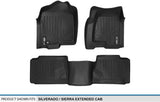 MAXLINER Floor Mats 2 Row Liner Set Black for 2001-2007 Silverado/Sierra 1500/2500/3500 Extended Cab Classic Body Style