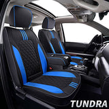 LUCKYMAN CLUB R05-A4 Faux Leather Water Proof Seat Covers, Fit for 2014-2021 Tundra Crew Cab CrewMax Double Cab Pickup Truck with Center Console Cover(Full Set, Black&Blue)