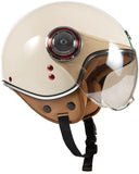 Open Face Helmet with Visor, 3/4 Motorcycle Helmet, Adults Retro Moped Helmets for Men Women, Half Face Motorbike Helmet for Vespa Scooter Chopper Jet Pilot Bobber, DOT Approved Helmet