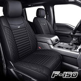 2 Front Seat Covers 2009-2022 Ford F150 Truck Seat Covers Waterproof Leather Seat Protectors Custom Fit for 2017-2022 F250 F350 F450(2 PCS Front, Black)