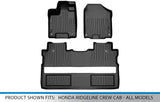 MAXLINER Custom Fit Floor Mats 2 Row Liner Set Black Compatible with 2017-2022 Honda Ridgeline Crew Cab - All Models