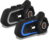 Motorcycle Helmet Bluetooth Headset, 2400m 4 Riders Group intercom Communication System, Waterproof/Hands-Free,GPS,Noise Reduction,Big Button(Set) (Blue and Gray, 2pack)