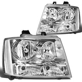 DNA Motoring HL-OH-CSA07-CH-CL1 Chrome Housing Headlights Compatible with 07-14 Tahoe Suburban Avalanche