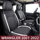 Aierxuan Jeep Wrangler JK JL 4-Door Seat Covers Full Set Custom Fit 2007-2022 Unlimited X Rubicon 392 Sahara Willys Sport High Altitude 4X4 Truck Pickup Waterproof Leather Cushions(Full Set/Black-R)