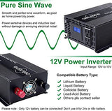 aeliussine 1000w Inverter Pure Sine Wave Power Inverter 12v dc to ac 110v 120v with 2 US Socket, LCD Display and Earth Terminal, for Car RV, Truck, Yacht, and Off Grid Solar Power System (1000w 12v)