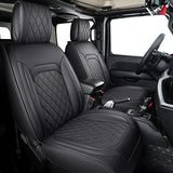 Aierxuan Jeep Wrangler JK JL 4-Door Seat Covers Full Set Custom Fit 2007-2022 Unlimited X Rubicon 392 Sahara Willys Sport High Altitude 4X4 Truck Pickup Waterproof Leather Cushions(Full Set/Black-R)