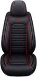 OY004Full Set Waterproof Leather Car Seat Cover for Women, Men,for Cars SUV Pick-up Truck Universal Fit Set for Auto Interior Accessories (Black & Red Line)
