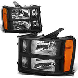 DNA Motoring HL-OH-SIE07-BK-CL1 Black Headlight Replacement for 2007-2014 SIERRA