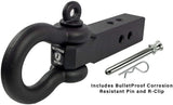 BulletProof Hitches 2.5" Extreme Duty Receiver Shackle (36,000lb. Rating) with D-Ring/Clevis (Black Textured Powder Coat, Solid Steel)