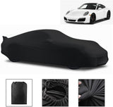 WinPower Indoor Car Cover Velvet Stretch Cloth Dust-Proof Underground Garage Car Show Compatible with Porsche 911 718, Black