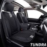 LUCKYMAN CLUB R05-A4 Faux Leather Water Proof Seat Covers, Fit for 2014-2021 Tundra Crew Cab CrewMax Double Cab Pickup Truck with Center Console Cover(Full Set, Black&Blue)