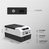 WILDPLUS Car Refrigerator 16 Quart（15L）Car Fridge(-7.6℉~50℉)12 Volt Car Freezer with 12/24V DC 100/240V AC Adapter for Camping Travel and Truck RV SUV Van Boat Home Use