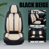 TAIINE Universal Car Seat Covers Waterproof Faux Leather Auto Seat Protectors Vehicle Cushion Cover Full Set Auto Interiors Accessories Black-Beige