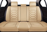 OASIS AUTO OS-004 Leather Car Seat Covers, Faux Leatherette Automotive Vehicle Cushion Cover for 5 Passenger Cars & SUV Universal Fit Set for Auto Interior Accessories (Front&Rear, Black&RED)
