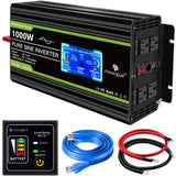 Novopal 2000 Watt Pure Sine Wave Power Inverter 12V DC to 110V/120V AC Converter- 4 AC Outlets Car Inverter with 1 USB Port-Remote Control and LCD Display Dual Cooling Fans Inverter