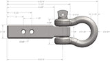 BulletProof Hitches 2.5" Extreme Duty Receiver Shackle (36,000lb. Rating) with D-Ring/Clevis (Black Textured Powder Coat, Solid Steel)