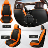 GIANT PANDA Full Set Car Seat Covers Luxury Faux Leatherette Seat Cushions Covers for 5-Seater Models, Fit Most Cars SUV Pick-up Trucks (Orange)