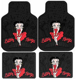 A 7 Piece Betty Boop Gift Set: 2 Lowback Seat Covers, 2 Front Floor Mats, 2 Rear Floor Mats, and 1 Steering Wheel Cover. - Betty Boop