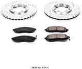 Power Stop K1176 Front Z23 Carbon Fiber Brake Pads with Drilled & Slotted Brake Rotors Kit
