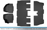 SMARTLINER Custom Floor Mats 3 Row Liner Set Black for 2017-2021 Chrysler Pacifica 8 Passenger Model Only (No Hybrid or Pinnacle Models)