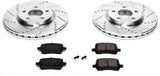 Power Stop K1614 Front Z23 Carbon Fiber Brake Pads with Drilled & Slotted Brake Rotors Kit