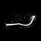 Spec-D Tuning Led Light Bar Chrome Housing Clear Lens Projector Headlights Head Lamps Compatible with Audi TT 1999-2006 L+R Pair Head Light Lamp Assembly