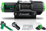 STIMULATER New 4500lbs.Load Capacity Winch 12V Synthetic Rope Winch Waterproof IP 67 Electric Winch with Wired Remote and Wireless Remotes,Hawse Fairlead, Strap and Hook for ATV/UTV/Boat (Black)