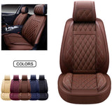 OASIS AUTO OS-009 Leather Car Seat Covers, Faux Leatherette Automotive Vehicle Cushion Cover for 5 Passenger Cars & SUV Universal Fit Set for Auto Interior Accessories (Front Pair, Black)