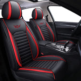 OY004Full Set Waterproof Leather Car Seat Cover for Women, Men,for Cars SUV Pick-up Truck Universal Fit Set for Auto Interior Accessories (Black & Red Line)