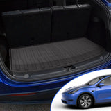 powoq Fit Tesla Model Y Trunk Mat Floor Mats Cargo Mat Cargo Liner Floor Liner Trunk Liner for 2020 2021 2022 Tesla Model Y 5-Seater Accessories (Four Trunk Mats + Floor Mats)