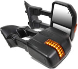 DNA Motoring TWM-057-T666-BK-AM Pair Manual Foldable+LED Turn Signal Towing Mirrors Replacement Compatible With 08-16 F250/F350/F450/F550 Super Duty, Black