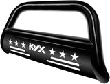 KYX Bull Bar for 2004-2021 Ford F150 Expedition/2003-2014 Navigator, with Light Bar Brush Guard, 3" Pickup Truck Push Bar Grille Skid Plate, Off-Road Front Bumper, Black