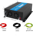 TVNIKD 2500Watt Pure Sine Wave Inverter Solar Inverter DC 12V to AC 120V Power Converter with Various outlets for Home RV Truck Off-Grid Solar