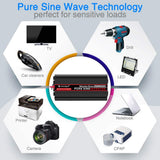Novopal Pure Sine Wave Power Inverter 2000 Watt 12V DC to 110V/120V AC Converter 4 AC Outlets Car Inverter with One USB Port 16.4 Feet Remote Control and Two Cooling Fans-Peak Power 4000 Watt