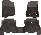 3W Floor Mats Compatible for Jeep Gladiator 2020-2022, Custom Fit TPE All Floor Liner For Weather Jeep Gladiator,1st & 2nd Row Full Set Car liners with red Logo,Black