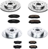 Power Stop K4100 Front and Rear Z23 Carbon Fiber Brake Pads with Drilled & Slotted Brake Rotors Kit